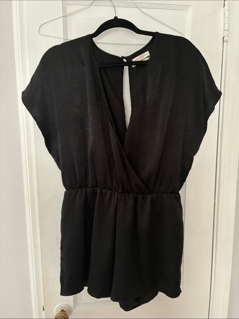 Urban Outfitters Black One-Shoulder Surplice Waist Dress